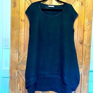 BRYN WALKER BLACK LINEN TOP